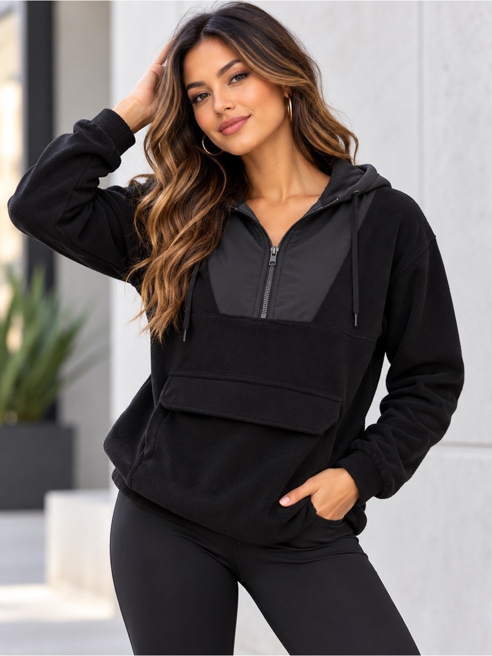 Bluenotes Black and Charcoal Women's Hoodie